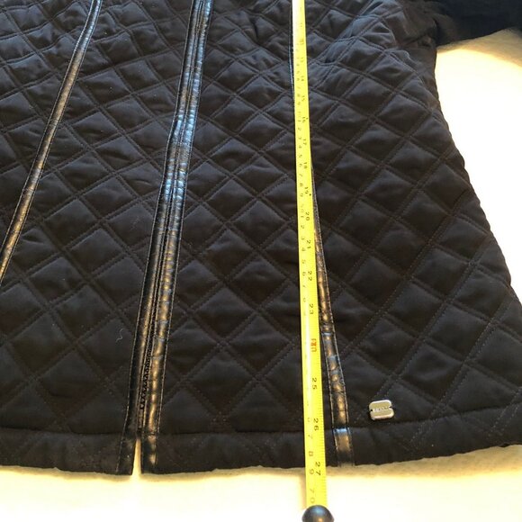 ESPRIT Outerwear Quilted Coat Lined Full Zip Jacket Faux Fur Collar Black Large - Picture 5 of 8